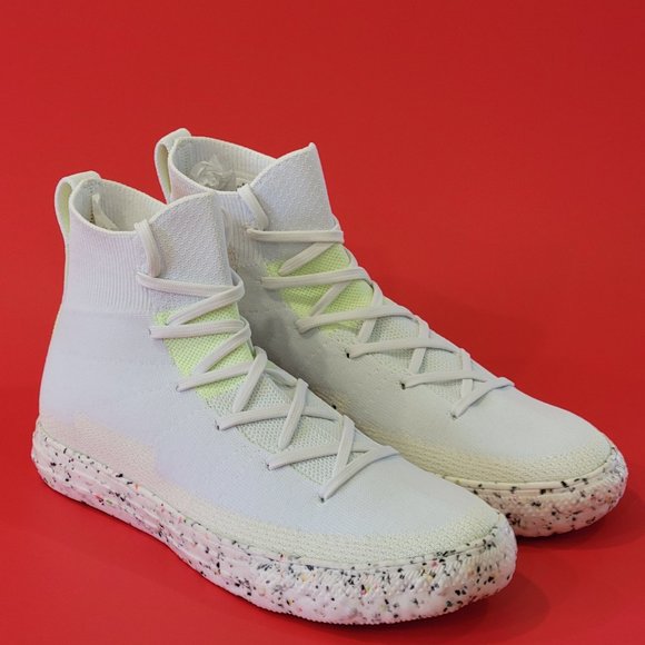 Converse CTAS Hi Crater Canvas Knit White Barely Unisex Sneakers 170368C NWT
